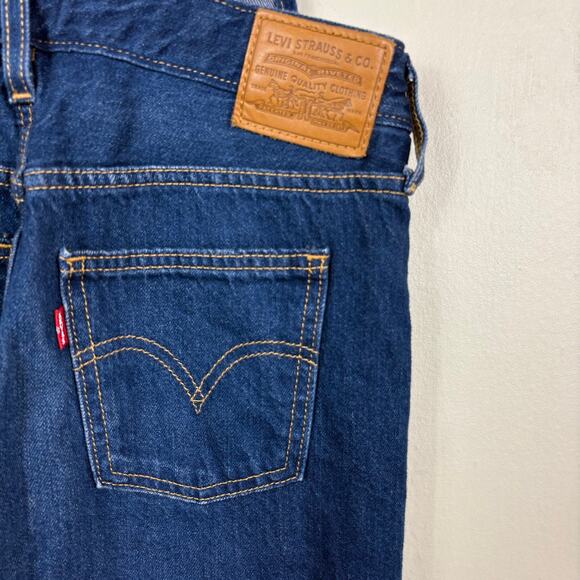 Levi's Premium Denim Dark Wash Tapered Skinny Leg Blue Jean Overalls - Picture 9 of 13